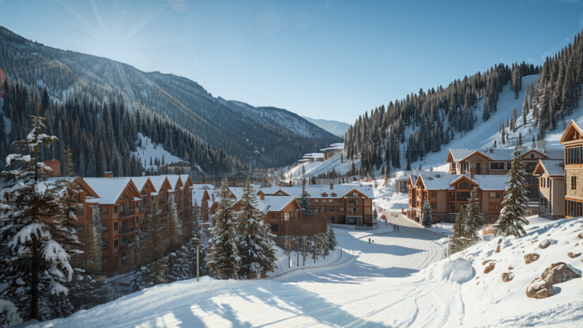 Slope-side village lodges at a Colorado ski resort